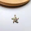 Pingente de Zircônia Banhado a Cobre Ouro 18K Real Pingente Único Acessórios para Joias DIY Pulseira Colar Material Artesanal Estrela de Cinco Pontas