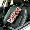 Cubierta de Hombrera con Estampado de Leopardo Lindo Dibujo Animado de Coche Felpa para Cinturón de Seguridad Cubierta Protectora Anti-Rozaduras Decoración Interior de Coche para Mujeres