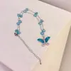 Collar Largo con Colgante de Mariposa Azul y Borla Moda Femenina Temperamento Pequeño Fresco Dulce Personalidad Cadena para Clavícula