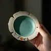 Piedra de Fuego Mo Ji Roja Gato Pintado a Mano Portavasos de Cerámica para el Hogar Base Aislante de Calor Accesorios Antiguos para Ceremonia de Té Plato para Bocadillos de Té