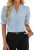 Proveedor de Blusa Casual de Moda Europea y Americana Transfronteriza 2026 para Mujer con Mangas Abullonadas Cortas y Estampado Floral con Cuello en V