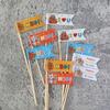 Decoraciones para Pasteles de Horneado Banderas Retro Coreanas de Oso Sonriente de Moda Inserciones para Mesa de Postres de Cumpleaños Banderas de Doble Cara Navidad