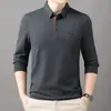 Camiseta de manga larga para hombre de seda de hielo de primavera, moderna y casual, fina y de corte holgado, adecuada para hombres jóvenes y de mediana edad, estilo papá