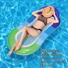 Novo produto transfronteiriço: cadeira de lounge inflável colorida de bolinhas, cama flutuante para entretenimento na piscina, jangada flutuante de malha de PVC espessa para uma pessoa