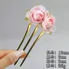 Pasador de Pelo Artificial de Peonía con Forma de U de Tres Púas, Nuevo Peine para el Cabello Estilo Chino Hanfu, Accesorio para el Cabello Versátil y Elegante Estilo Antiguo