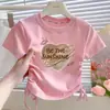 Camiseta de Manga Corta 100% Algodón Puro para Niñas, Nuevo Estilo de Verano, Prenda Exterior Versátil para Niños, Elegante Capa Base para Bebés y Niños Pequeños