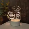 Nova luz noturna 3D amor menina esculpida palavras de bênção em forma de coração pequena luminária de mesa lâmpada de presente para pais, irmãs e amigos