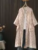Vestido Floral de Verão 2026 para Mulheres, Manga Três Quartos, Caimento Solto, Emagrecedor, Vestido Cardigã Versátil, Vestido de Gaze de Algodão de Comprimento Médio