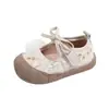 Zapatos de Caminar para Niñas con Lazo, Nuevos Zapatos de Princesa Antideslizantes de Primavera y Otoño, Zapatos de Cuero con Suela Suave y Estampado Floral para Niños de 1 a 3 Años