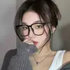 Gafas de moda estilo coreano con montura negra para mujer, aptas para miopía, disponibles con lentes graduados, montura grande para caras grandes, efecto adelgazante