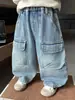 Jeans de Trabajo de Primavera y Otoño para Niños 2035 Nuevos Pantalones Largos Casuales Elegantes para Niños Pantalones Rectos para Niños