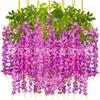 Flores de Glicínia Simuladas, Flores de Glicínia Densas, Folhas Artificiais, Cipós de Plástico, Plantas de Interior, Cipós de Árvore para Decoração de Teto, Plantas Verdes