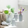 Jarrón hidropónico de flores secas decorativo de cerámica simple retro Shumen para sala de estar, mueble de TV, mesa de comedor, adornos florales, sentido avanzado