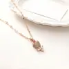 Acero de Titanio Colgante Grabado Incrustado de Diamantes Oro Rosa Anillo Doble Romano Collar de Circonita Accesorios para Mujer Venta al por Mayor Versátil