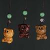 Pau-rosa Sândalo Verde Esculpido Desenho Animado Urso Morango Fofo Corrente para Celular Chaveiro Decoração de Mochila Pingente Portátil Joia