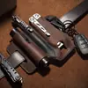 Capa Multifuncional de Couro PU para Cinto Masculino, Bolsa de Armazenamento de Bolso EDC, Capa com Porta-Canetas, Chaveiro, Capa para Lanterna, Bolsa de Couro EDC