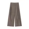 Moda Femenina Europea y Americana Transfronteriza Aliexpress Venta Caliente Elegante Conjunto de Traje Rayado con Hombreras y Cinturón Delgado + Pantalones de Pinzas Dobles