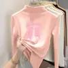 Ropa interior básica de polar con cuello alto medio para niñas para otoño e invierno, top cálido casual de manga larga cepillada para niños mayores