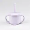Vaso con Popote de Silicona para Bebé, Grado Alimenticio, Antiahogo, Antiderrames, Vaso de Aprendizaje para Beber, 210ml, Resistente a Mordeduras, Hervible y Esterilizable