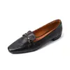 Zapatos de vestir sencillos vintage para mujer hechos de piel de vaca de capa superior, punta cuadrada, tacón bajo, nuevo modelo de otoño, cuero genuino por dentro y por fuera, cómodos zapatos de vestir sencillos de corte medio para mujer