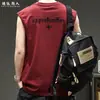 Colete Bordado Estilo Americano Masculino Verão 2026 Novo Fino Solto Tamanho Grande Regata Esportiva Roupa Externa Top Fitness