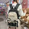 Nueva mochila escolar elegante para niñas, alto atractivo estético, color block, estilo universitario, mochila para estudiantes de secundaria y preparatoria, estilo ballet, encaje plisado, bolsa ita