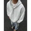 Moletom cardigã Cleanfit branco e cinza para homens, jaqueta com capuz estilo retrô americano moderno para primavera e outono