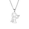 Joyería de rejilla collar con colgante de chica deportiva para mujer acero inoxidable levantamiento de pesas mancuerna collar joyería regalo de Navidad