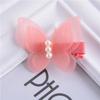 Horquilla con lazo de gasa con perlas de princesa de estilo coreano, pinza lateral para niña, tocado para bebé, accesorios para el cabello para niña