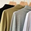 Camiseta básica de hombros descubiertos y cuello medio alto para mujer, nueva primavera, algodón calado, top elegante, mismo estilo que se ve en los centros comerciales