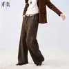 Pantalones Nuevos de Mujer Otoño/Invierno Lana Seda Cálidos Pantalones de Chándal Adelgazantes Versátiles Cintura Media Pierna Banana Pierna Ancha Caída Ropa de Mujer Pantalones