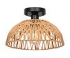 Lustre de vime estilo boêmio, luminária de teto com cúpula trançada em forma de cesta, ilha de cozinha, sala de estar e sala de jantar