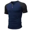 Camiseta casual esportiva masculina de manga curta com estampa digital, gola redonda, abotoada, camiseta para atividades ao ar livre, europeia e americana, transfronteiriça