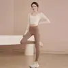 Ropa de Yoga para Mujer, Conjunto de Dos Piezas, Nuevo Estilo 2026, Ropa de Entrenamiento de Pilates de Gama Alta, Traje de Fitness, Top Deportivo de Manga Larga
