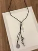 Colar Pingente Metálico Coreano Design de Nicho Jade Geométrico Corrente Longa para Suéter Colar de Moda Personalizado para Mulheres