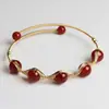 Pulsera de Hilo de Cobre Chapado en Oro de 14K Envuelto en Perlas Redondas Naturales de Amatista y Lapislázuli, Joyería de Mano Simple y Elegante, Accesorios Transfronterizos