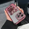 Adequado para Capa de Celular Novo Modelo Iphone17E com Suporte de Coelho e Decoração de Diamante, Capa Protetora de Luxo para Apple 16Pro, Feminina 1514