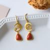Aretes de ágata roja del sur aretes para mujer chapados aguja de plata 925 oro personalidad Luna aretes de moda aretes aretes