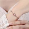Pulsera de circonita dorada champán estilo europeo y americano transfronterizo para mujer, que no se desvanece, elegante con incrustaciones de diamantes, versátil, ajustable con cordón.