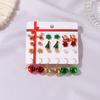 Conjunto de 12 Pares de Brincos de Natal Papai Noel Esmaltados Sino Árvore de Natal Cartão