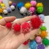 Venta al por mayor transfronteriza DIY pompón pequeño de poliéster pompón de hilo dorado con purpurina pompón de bola de felpa de colores accesorios de pompón pompón de alta elasticidad