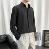 Camisa preta masculina de manga comprida estilo coreano elegante bonito Dk masculino casual estilo Hong Kong estilo japonês estilo preguiçoso camisa branca não passável