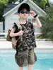 0667 Conjunto de Chaleco para Niños Verano 2026 Nueva Ropa Infantil Bebé Estilo Coreano Camuflaje de Verano Pantalones Cortos Conjunto de Dos Piezas