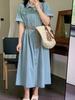 Día doble 2025 primavera y verano nuevo ropa de mujer talla grande hermana gordita al por mayor retro con botones Vestido de mezclilla G003