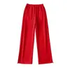 Ins8 Pantalones Casuales Rectos Bordados con Letras de Color para Mujer 2022 Verano Nueva Moda Pantalones de Pierna Ancha con Cordón en el Tobillo