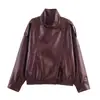 Ropa de Moda Europea y Americana Transfronteriza, Chaqueta de Cuero Sintético con Cuello Alto de Moda Más Vendida en Aliexpress