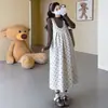 Conjunto de Otoño para Maternidad Estilo de Moda Nuevo Chaleco Holgado de Lunares + Capa Base Conjunto de Dos Piezas para Maternidad