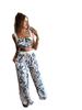 Chaleco de comercio exterior sin mangas traje de pantalón largo blanco estampado falda YY0005