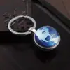 Chaveiro pingente padrão globo terrestre pedra preciosa do tempo pingente criativo bola de cristal de vidro acessório de chaveiro