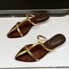 Sandalias de Estilo Francés Retro de Punta Versátiles sin Cierre para Mujer, Nuevo Modelo de Verano 2026, Elegantes Mules de Espalda Abierta para Uso en Exteriores